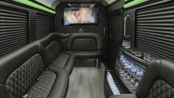 long island-14-passenger-sprinter-Mecedez-limousine-inside